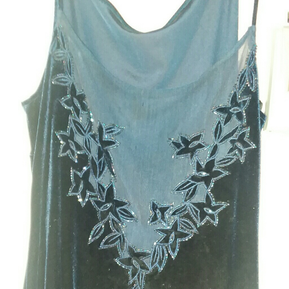 Navy blue velvet evening gown size 10